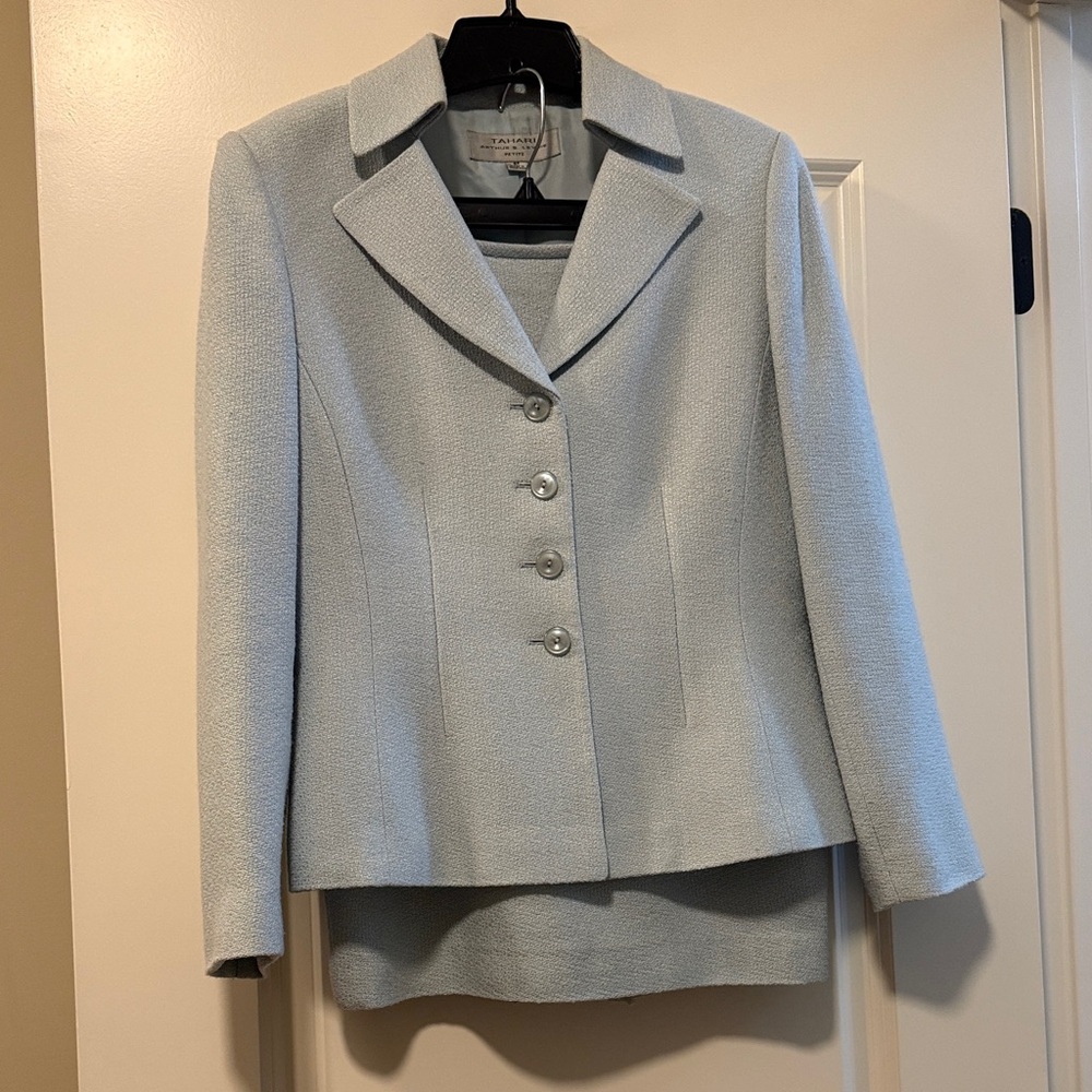 Tahari Light Blue Womens Tailored Blazer